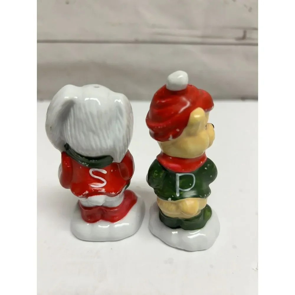 Salt and Pepper‎ Shakers House of Lloyd Christmas Critters Ceramic Bunny Bear